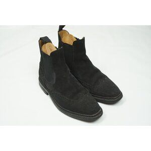 Polo Ralph Lauren Black Suede wingtip Ankle Boots Bench Made In England Sz 9E